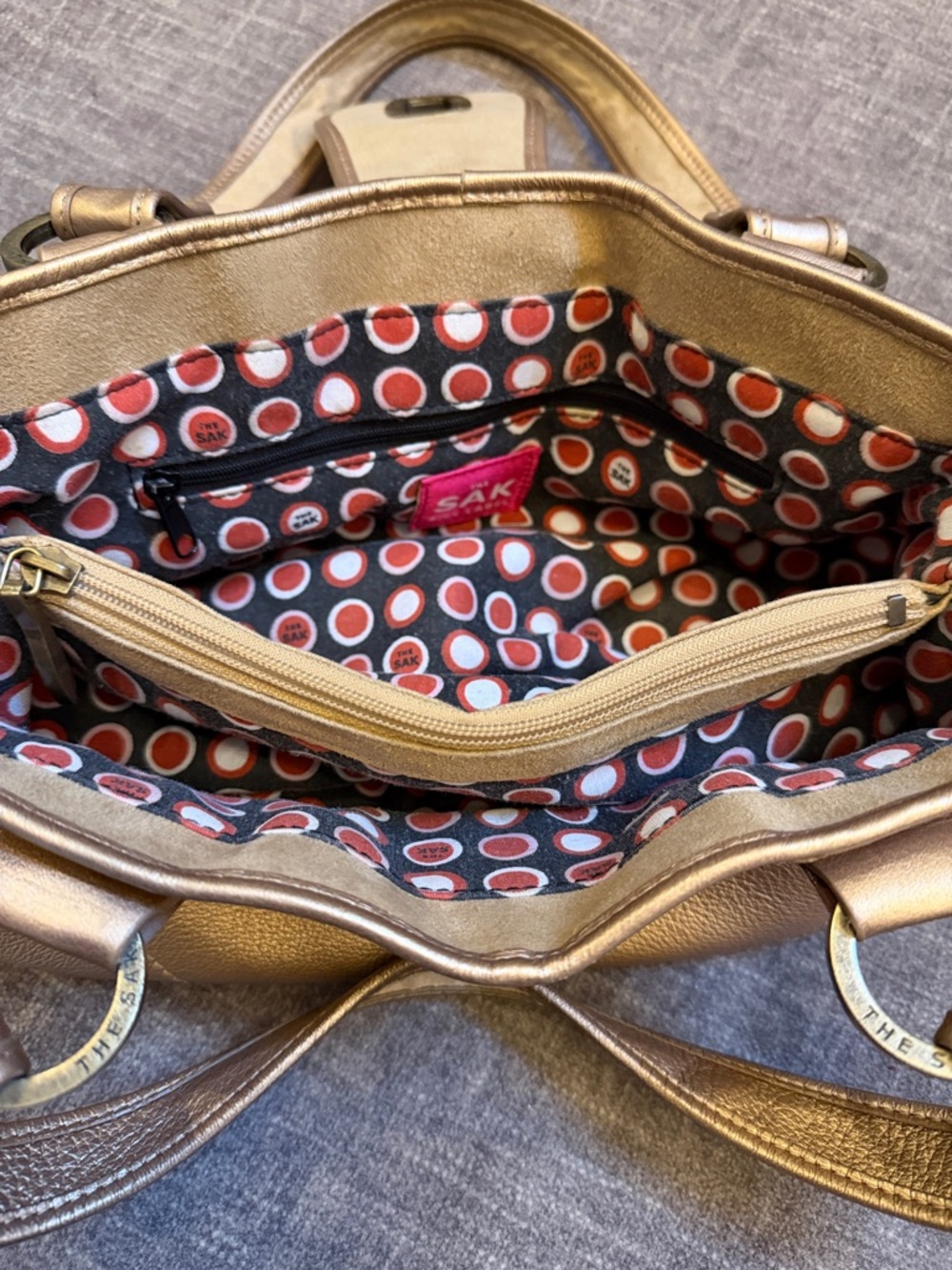 The Sak Metallic Gold Leather Shoulder Bag GUC - Picture 7 of 8